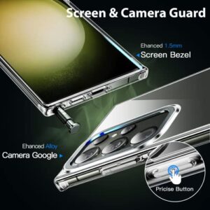 Armor Clear for Samsung Galaxy S23 Ultra Case with Raised Alloy for Camera Protection, Military Grade Shockproof Transparent Cover, HD Diamond Back Soft, Slim Phonecase Anti-Fingerprint Scratch