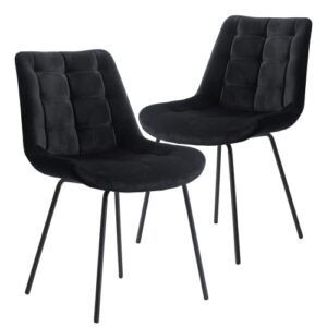 nicbex velvet dining chairs, upholstered reception chairs, tufted accent chair with metal legs for home kitchen, living room, set of 2, black