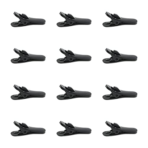 DGZZI 12pcs Earphone Wire Clip Holder for Headphone Earphone, Black Plastic Clothing Clip Fixing Headphone Wire to Keep Earphone/Microphone Cord in Place