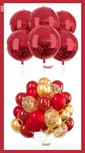 partywoo red and gold balloons 50 pcs and ruby red foil balloons 6 pcs