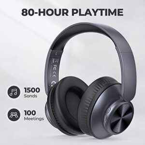 V8 Wireless Bluetooth Headphones Over Ear, 80 Hours Playtime Wireless Headphones with Deep Bass,Lightweight Foldable Headphones Built-in Mic,HiFi Stereo Sound for Travel Work Laptop PC Cellphone