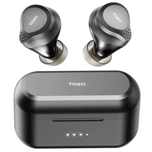 tozo nc7 2022 hybrid active noise cancelling wireless earbuds,in-ear detection headphones ipx6 waterproof bluetooth 5.3, immersive sound premium deep bass headset app support,matte black (renewed)
