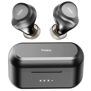 TOZO NC7 2022 Hybrid Active Noise Cancelling Wireless Earbuds,in-Ear Detection Headphones IPX6 Waterproof Bluetooth 5.3, Immersive Sound Premium Deep Bass Headset APP Support,Matte Black (Renewed)