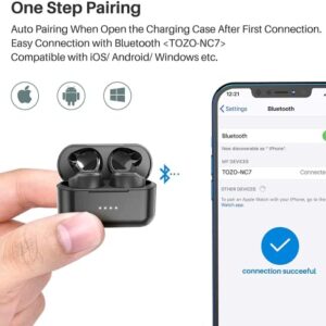 TOZO NC7 2022 Hybrid Active Noise Cancelling Wireless Earbuds,in-Ear Detection Headphones IPX6 Waterproof Bluetooth 5.3, Immersive Sound Premium Deep Bass Headset APP Support,Matte Black (Renewed)
