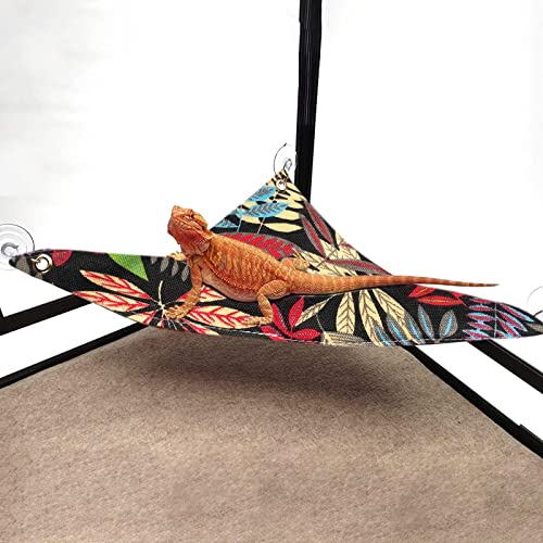 ＫＬＫＣＭＳ Reptile Hammock Lounger Ladder Bearded Dragon Hammock Accessories for Bearded Geckos Lizards Reptile, Black S