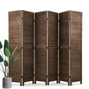 room divider 6 panels, 5.75ft wooden room divider wall folding privacy screens freestanding partition for home office bedroom