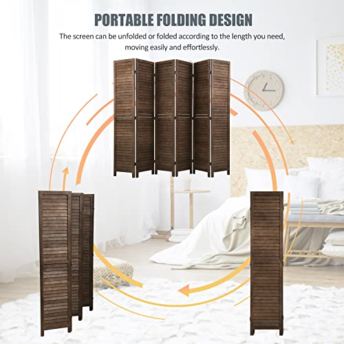 Room Divider 6 Panels, 5.75FT Wooden Room Divider Wall Folding Privacy Screens Freestanding Partition for Home Office Bedroom