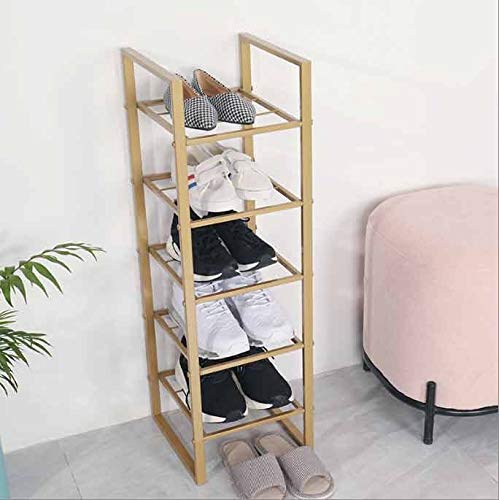 N/A Shoe Rack Multi-Layer Wrought Iron Simple Doorway Home Minimalist Creative Solid Wood Storage Rack Rack (Color : D)