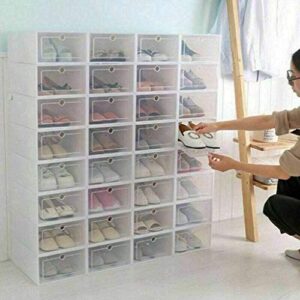 N/A Stackable Shoe Storage,Multifunction Unisex Transparent Shoes Storage Box with Cover 34x24x13cm