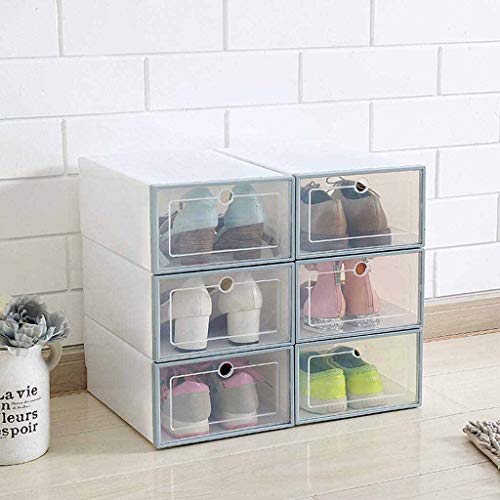 N/A Stackable Shoe Storage,Multifunction Unisex Transparent Shoes Storage Box with Cover 34x24x13cm