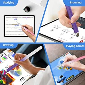 Stylus Pens for Touch Screens, 2 in 1 Stylus Pen for iPad with Precision Disc & Fiber Tip, Capacitive Stylus with Magnetic Cap, Compatible with All Touch Devices (2 Pcs) (Purple/Pink)