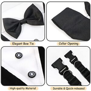 GOYOSWA Dog Tuxedo Collar with Bow Tie Dog Suit Dog Wedding Bandana, Adjustable Dog Tux Formal Dog Costumes for Small Medium Large Dogs Pets (L: Neck 15”-25”)