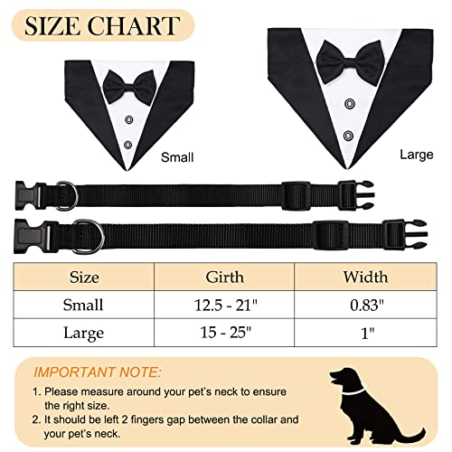 GOYOSWA Dog Tuxedo Collar with Bow Tie Dog Suit Dog Wedding Bandana, Adjustable Dog Tux Formal Dog Costumes for Small Medium Large Dogs Pets (L: Neck 15”-25”)