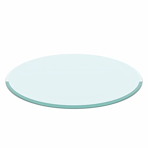 Wlvos 40" Inch Round Tempered Glass Table Top Clear Glass 1/2" Inch Thick Beveled Polished Edge