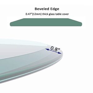 Wlvos 40" Inch Round Tempered Glass Table Top Clear Glass 1/2" Inch Thick Beveled Polished Edge