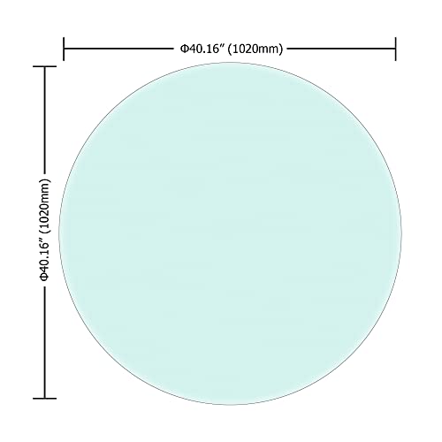 Wlvos 40" Inch Round Tempered Glass Table Top Clear Glass 1/2" Inch Thick Beveled Polished Edge