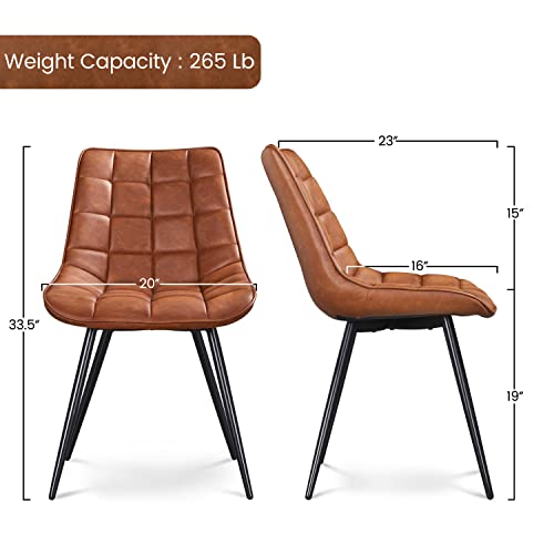 Yaheetech Set of 4 Dining Chairs Modern PU Leather Living Room Chairs with Cushioned Seat Backrest for Kitchen/Lounge Room, Brown