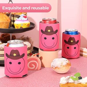 16 Pieces Cowgirl Bachelorette Party Decorations Disco Cowboy Bachelorette Can Sleeves Can Coolers Pink Can Covers Insulated Neoprene Drink Holder for Bridal Shower Wedding, Fit 12-16 oz