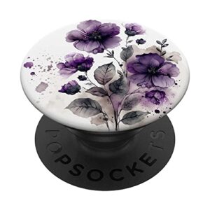 purple lavender blossom leaves flowers floral girly popsockets swappable popgrip