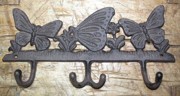 for Cast Iron Victorian Style Butterfly Towel Coat Hooks Hat Hook Key Rack Rustic Area Home & Garden