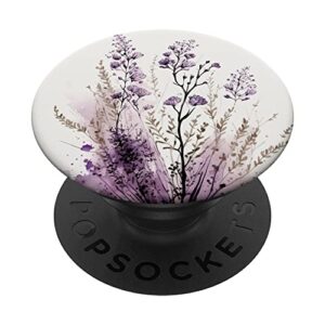 purple lavender blossom leaves flowers floral girly popsockets swappable popgrip