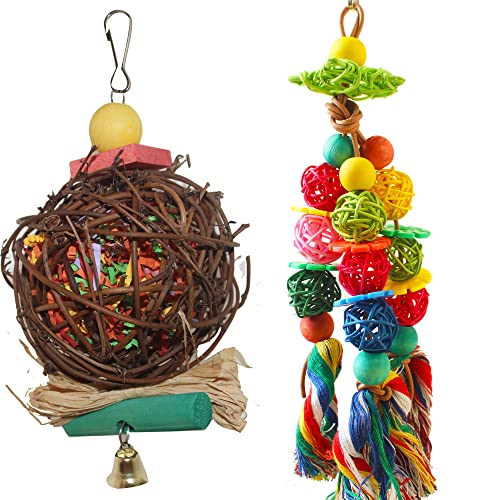 Johoxton Parrot Toys Bird Toys for Parrots Parakeet Toys Bird Toys Parrot Cage Accessories Parrot Toys for Large Birds Medium Parrots Conure Toys Budgie Toys Cockatiels Toys (Pattern 1)