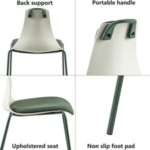 Modern Dining Room Chairs Set of 2, Ergonomic Design 15 ° Tilt Upholstered Leisure Chair for Living Room Bedroom, with Pad and Metal Legs, Green