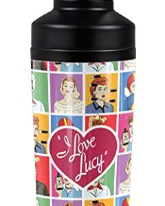 I Love Lucy OFFICIAL Square Faces 18 oz Insulated Water Bottle, Leak Resistant, Vacuum Insulated Stainless Steel with 2-in-1 Loop Cap