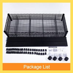 Ymlpre 5-Tier Wire Shelving Unit with Wheels, 35.43" W x 13.78" D x 65" H, Height Adjustable Metal Shelf, Heavy Duty Organizer Garage Large Iron Storage Shelves NSF Metal Rack on Wheels, Black 65inch