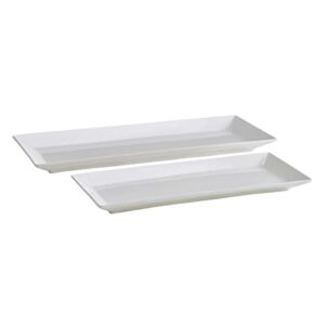 mikasa delray chip resistant set of 2 platter serving tray, 12 and 15 inch, white