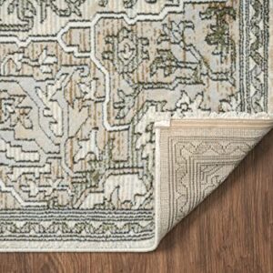 Abani Savoy Collection Area Rug - Beige/Green Vintage Design - 5'3" x 7'6" - Easy to Clean - Durable for Kids and Pets - Non-Shedding - Medium Pile - Soft Feel - for Living Room, Bedroom & Office