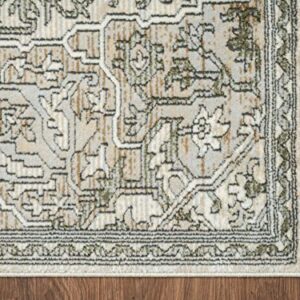 Abani Savoy Collection Area Rug - Beige/Green Vintage Design - 5'3" x 7'6" - Easy to Clean - Durable for Kids and Pets - Non-Shedding - Medium Pile - Soft Feel - for Living Room, Bedroom & Office