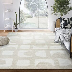 abani nuevo collection area rug - modern geometric beige/cream design - 5'3" x 7'6" - easy to clean - durable for kids & pets - non-shedding - medium pile - soft feel - for living room bedroom office