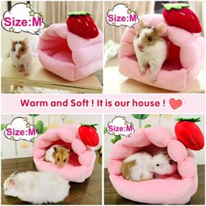 VOZRELS Guinea Pig Bed, Warm Fleece Cozy Hideout, Small Animal House Bedding for Rabbit, Bunny, Hamster, Hedgehog, Rat, Chinchilla, Ferret, Squirrel Cage Accessories (Medium, Pink)