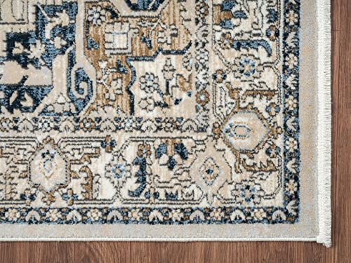 Abani Savoy Collection Area Rug - Blue and Green Vintage Design -7'9"' x 10'2" - Easy to Clean - Durable for Kids and Pets - Non-Shedding - Medium Pile - Soft Feel - for Living Room, Bedroom & Office