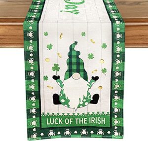 st patricks day table runner, 72 inches long green burlap table decor runner, gnome grass rectangle st. patrick's day runners, perfect irelan table decorations decor for the home ( 13 x 72 inches )