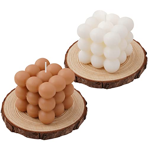 Bubble Candles Light Brown White Coffee Scented for Men & Women, Soy Cube Cute Shaped Small Bubble Candles Trendy Funny Cool Square Candle Aesthetic Shelf Coffee Table Decor