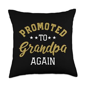 grandparents mens baby announcement gender reveal promoted to grandpa again est 2023 pregnancy announcement throw pillow, 18x18, multicolor