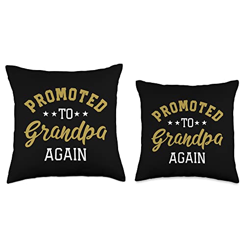 Grandparents Mens Baby Announcement Gender Reveal Promoted to Grandpa Again Est 2023 Pregnancy Announcement Throw Pillow, 18x18, Multicolor