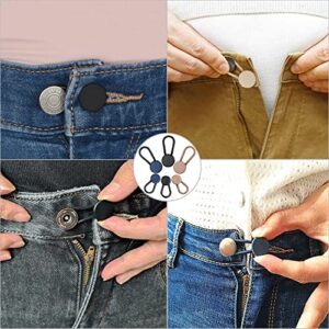 24 Pcs Button Extenders for Jeans, 6 Sizes Pants Button Waistband Extender, Flexible Adjustable Elastic Waist Extenders for Pants for Women Men, No-Sew Invisible Extenders Set Assorted Colors