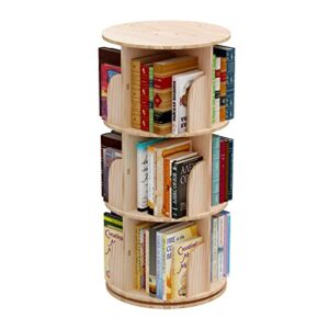3 tier 360° rotating stackable shelves bookshelf organizer 360 display rotating bookshelf wood book shelf organizer for bedroom, living room, study room - intexca