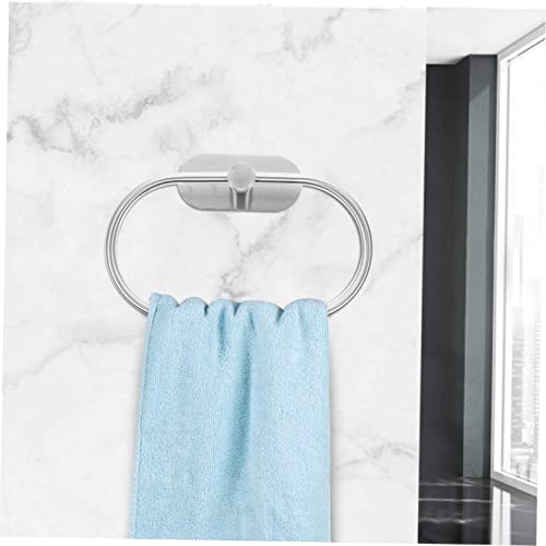 DOITOOL Hand Towel Holder for Wall Mount Bath Storage Kitchen Duty Square Stainless Heavy Towel Hand Steel Bathroom Room Laundry Round Rack Ring Modern Toilet Hanger Holder Towel Holder