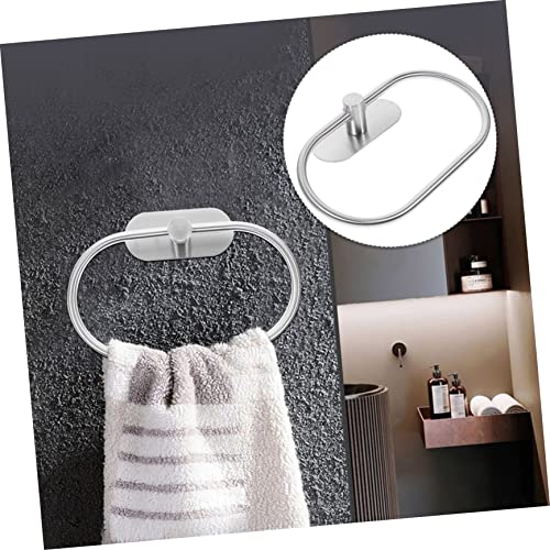 DOITOOL Hand Towel Holder for Wall Mount Bath Storage Kitchen Duty Square Stainless Heavy Towel Hand Steel Bathroom Room Laundry Round Rack Ring Modern Toilet Hanger Holder Towel Holder