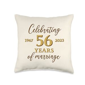 anniversary wedding 2023 gift apparel funny 56 years of marriage 1967 56th wedding anniversary throw pillow, 16x16, multicolor