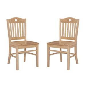 linon slat back natural wood finish made in america set of 2 brock dining chair