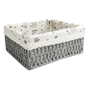 ＫＬＫＣＭＳ multipurpose rattan storage basket decorative baskets for living room tabletop bedroom, medium grey a