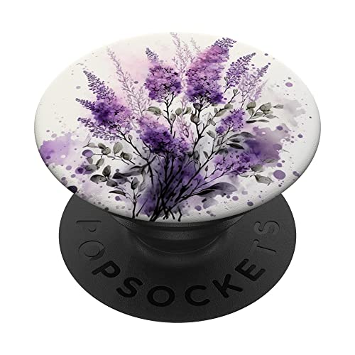 Purple Lavender Botanical Watercolor Blossom Flowery PopSockets Swappable PopGrip