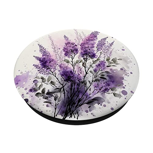 Purple Lavender Botanical Watercolor Blossom Flowery PopSockets Swappable PopGrip