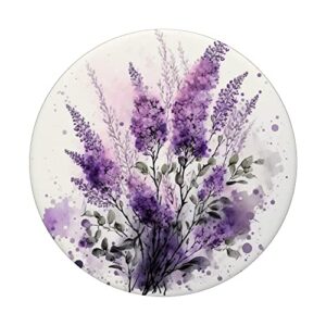 Purple Lavender Botanical Watercolor Blossom Flowery PopSockets Swappable PopGrip