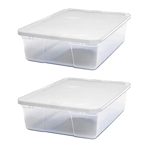 HOMZ 28 Quart Snaplock Clear Plastic Storage Tote Container Bin with Secure Lid and Handles for Home and Office Organization, (4 Pack)